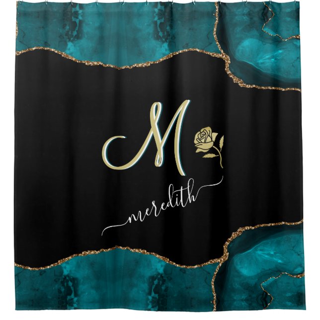 Elegant Custom Monogram Teal Black Gold (Front)