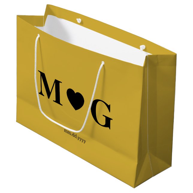 Elegant Custom Monogrammed Gift Bag for Couples (Front Angled)
