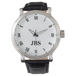 Elegant Custom Monogrammed Watch with Roman Number