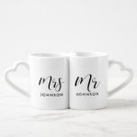 Elegant custom Mr and Mrs Coffee Mug Set<br><div class="desc">Mr and Mrs couple coffee mug,  customizable with your own name and your favourite colours.</div>