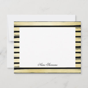 Elegant custom name black gold foil paint striped card