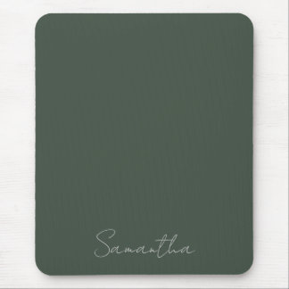 Elegant Custom Name Dark Green Mouse Pad