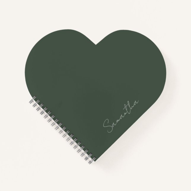Elegant Custom Name Dark Green Notebook (Front)