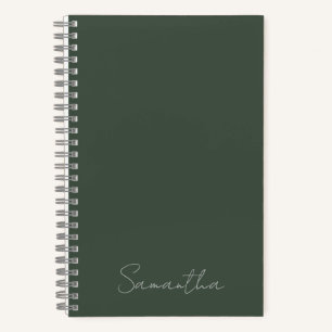 Elegant Custom Name Dark Green Notebook