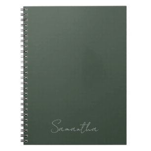 Elegant Custom Name Dark Green Notebook