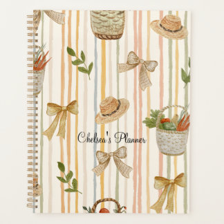 Elegant Custom Name Floral Garden Pattern w/Bows Planner