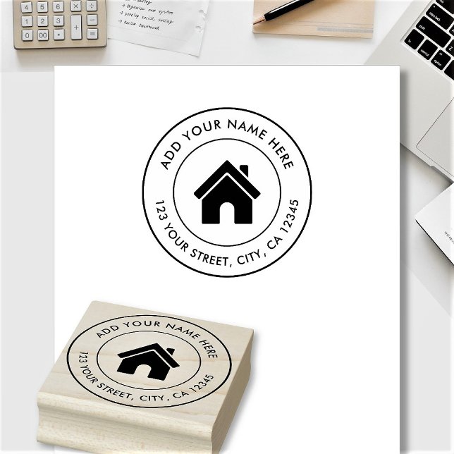 Elegant Custom Name Logo Return Address Rubber Stamp (Creator Uploaded)