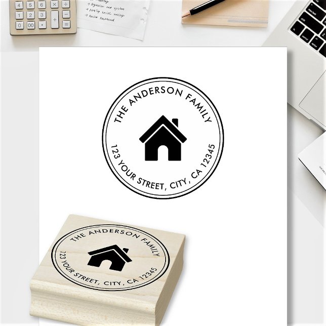 Elegant Custom Name Logo Return Address Rubber Stamp (Creator Uploaded)