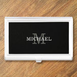 Elegant Custom Name Monogram Personalized Business Card Holder<br><div class="desc">Customize the text, and easily create your personalized business card case. Click CUSTOMIZE FURTHER to change the background colour or text colour. You can TRANSFER this DESIGN on other Zazzle products and adjust it to fit most of the Zazzle items. Standard Studio designs are made in high-resolution vector graphics for...</div>