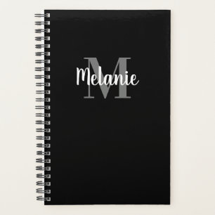 Elegant custom name monogram spiral planner