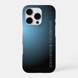 Elegant custom name navy blue black ombre minimal iPhone 16 pro case