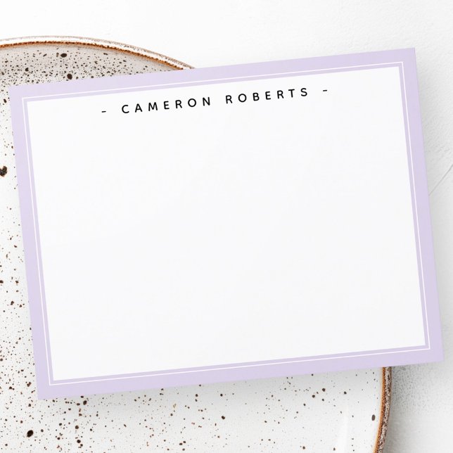 Elegant custom name note card light purple border (Elegant custom name note card light purple border)