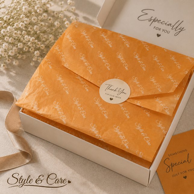 Elegant Custom Name Pattern Orange Tissue Paper (Elegant Custom Name Pattern Orange Tissue Paper)