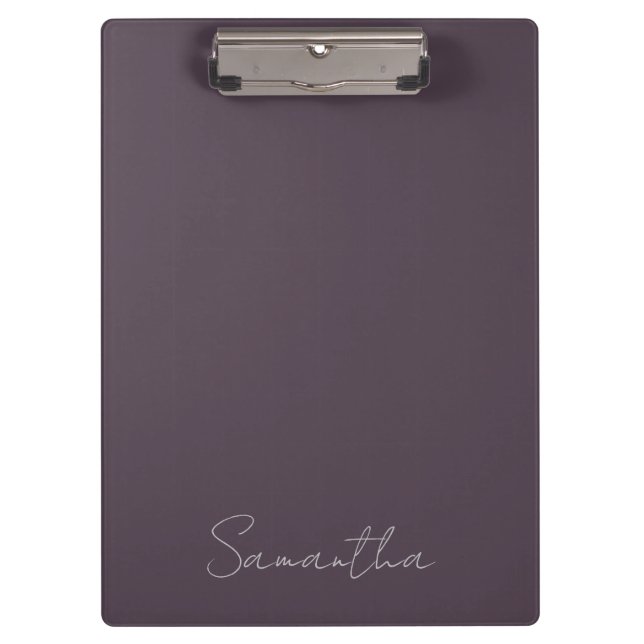 Elegant Custom Name Purple Taupe Clipboard (Front)