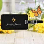 Elegant Custom Name Text Personalized Luggage Tag<br><div class="desc">Add a name and contact info, and easily create your personalized luggage tag. Click CUSTOMIZE FURTHER to change the text colour or background colour. You can TRANSFER this DESIGN on other Zazzle products and adjust it to fit most of the Zazzle items. Standard Studio designs are made in high-resolution vector...</div>
