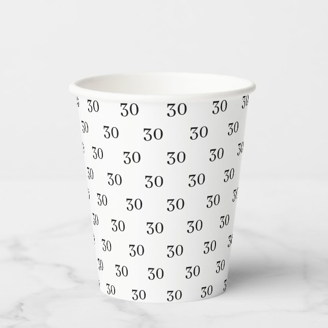 Elegant custom number age year pattern birthday paper cups (Front)