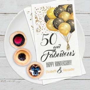 Elegant Custom Number and Celebration Gold Black Napkin