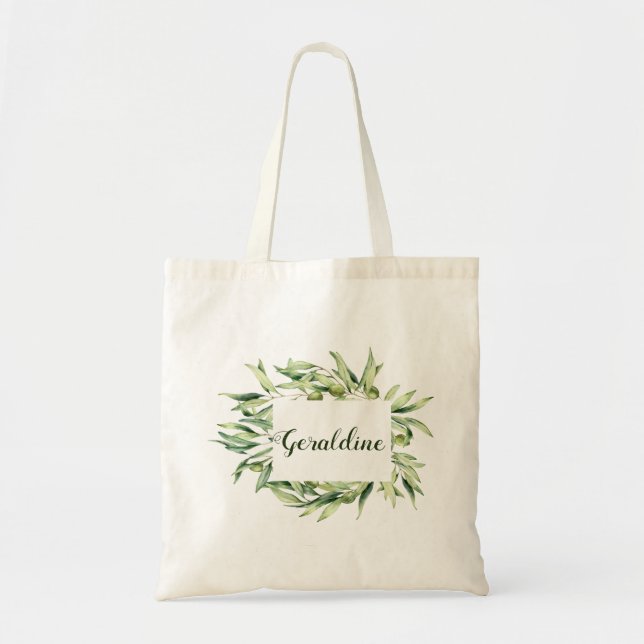 Elegant Custom Olive Boho Chic Personalized Gifts Tote Bag (Front)