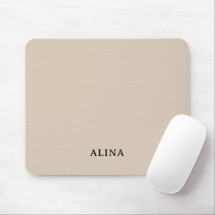 Elegant Custom Personalized Beige & Monogram Mouse Pad