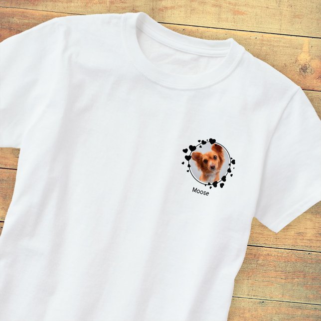 Elegant Custom Pet Dog Cat Photo with Name T-Shirt (Custom Pet Photo T-Shirt)