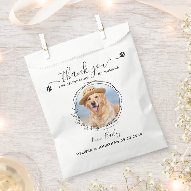 Elegant Custom Pet Photo Thank You Dog Wedding  Favour Bag (Clipped)