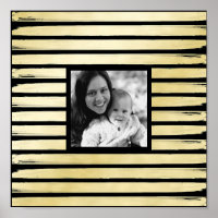 Elegant custom photo black gold foil paint striped