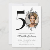 Elegant Custom Photo Black White 50th Birthday Invitation 