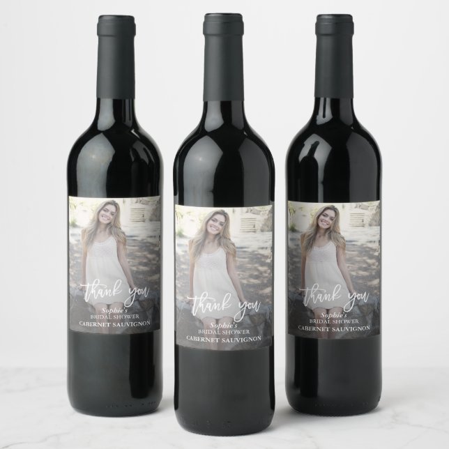 Elegant Custom Photo Bridal Shower Wine Label (Bottles)