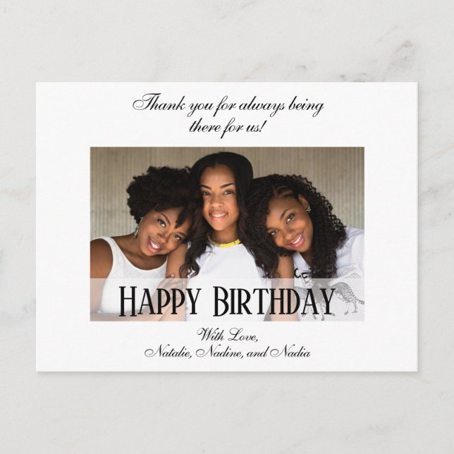 Elegant Custom Photo Happy Birthday Postcard (Front)
