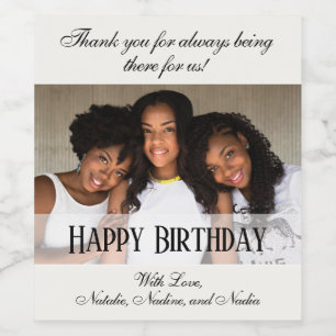 Elegant Custom Photo Happy Birthday Wine Labels