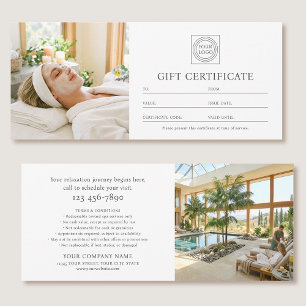 Elegant Custom Photo Logo Gift Certificate Chic