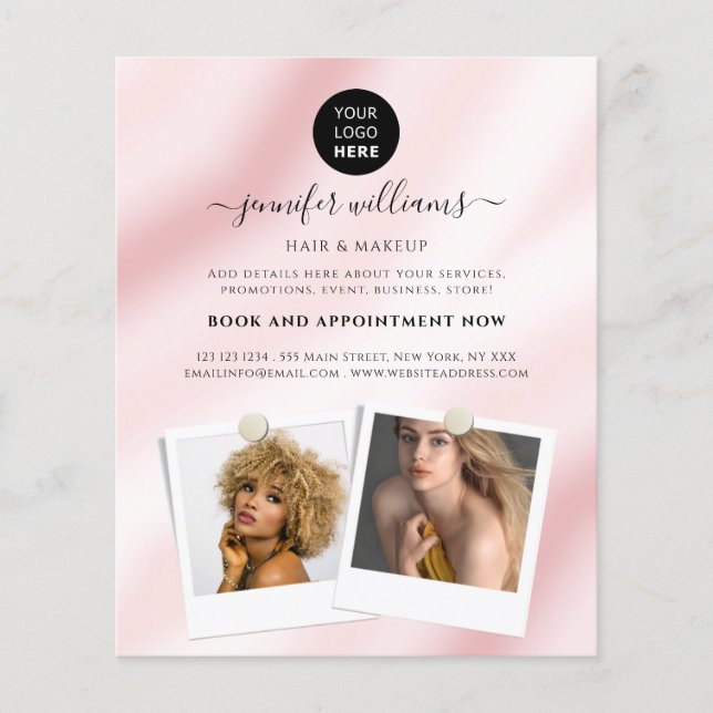 Elegant Custom Photo Logo Promotional Watercolor Flyer (Front)