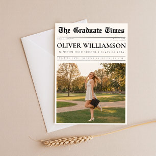 Elegant Custom Photo Newspaper Graduation Announcement