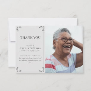 Elegant Custom Photo Sympathy Funeral Light Grey Thank You Card
