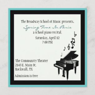Elegant Custom Piano Recital Invitation