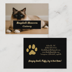 Elegant Custom Ragdoll Cat Cattery Business Card 