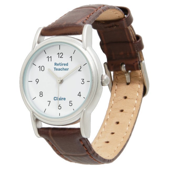 Elegant Custom Retirement Watch Name Teacher (Angled)