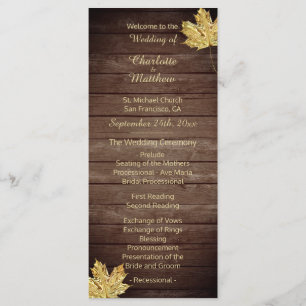 Elegant Custom Rustic Maple Leaf Wedding Programs