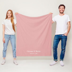 Elegant Custom Script Navy Wedding Dusty Rose Fleece Blanket