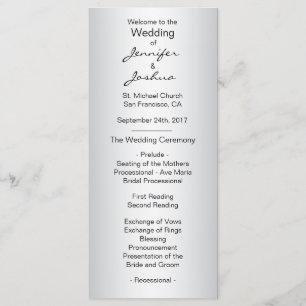 Elegant Custom Silver Black Wedding Programs