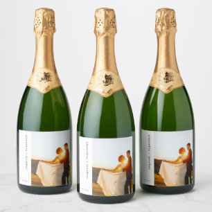 Elegant Custom Sparkling Wine Wedding Photo Label