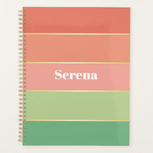 elegant Custom Summer Colours Colour Block Stripes Planner