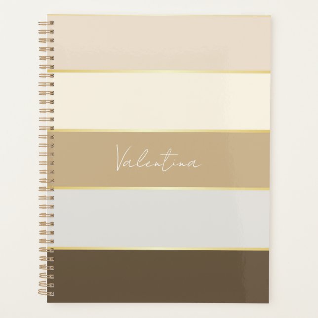 elegant Custom Summer Colours Colour Block Stripes Planner (Front)