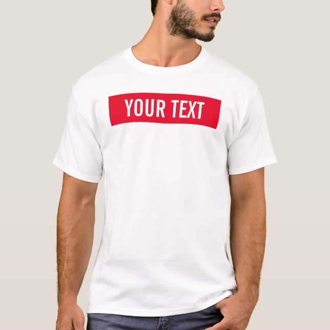 Elegant Custom Template Mens Modern Red White T-Shirt (Front)