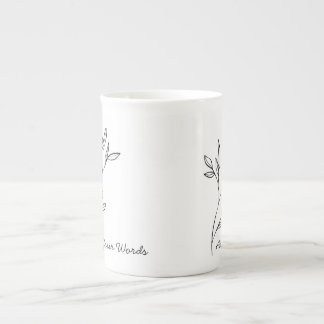 Elegant Custom Text Black and White Simple Style Bone China Mug