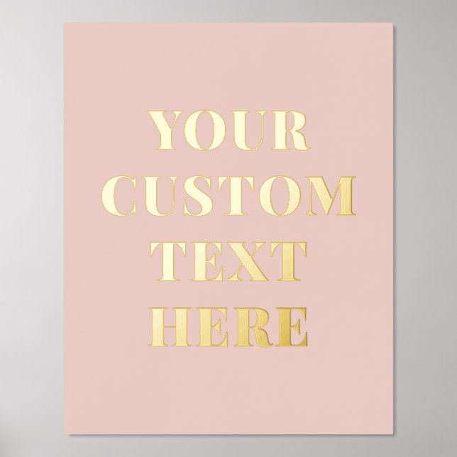 Elegant Custom Text Blush Pink Foil Prints (Front)