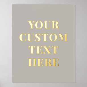 Elegant Custom Text Taupe Foil Prints