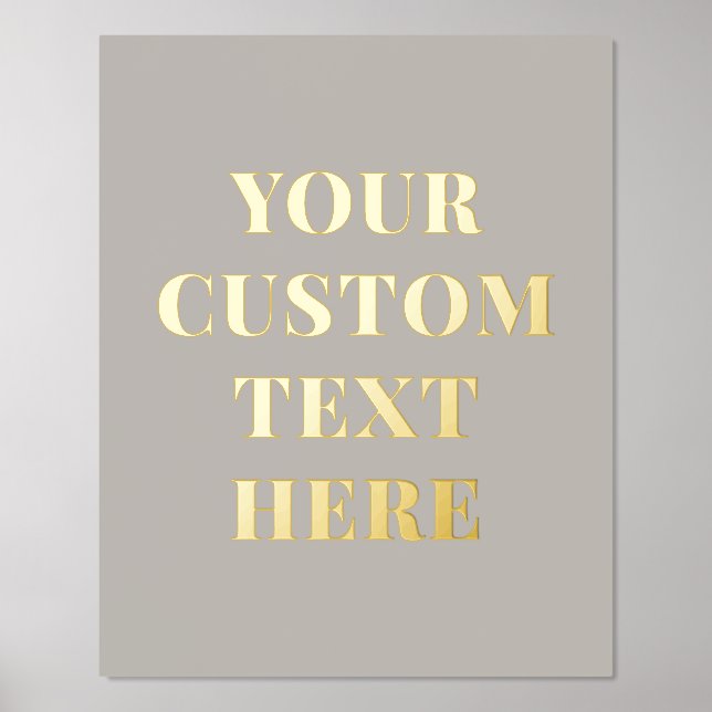 Elegant Custom Text Taupe Foil Prints (Front)