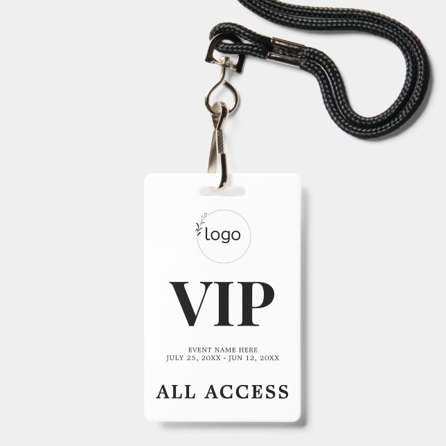 Elegant Custom VIP All Access Pass Event Badge (Front with Lanyard)