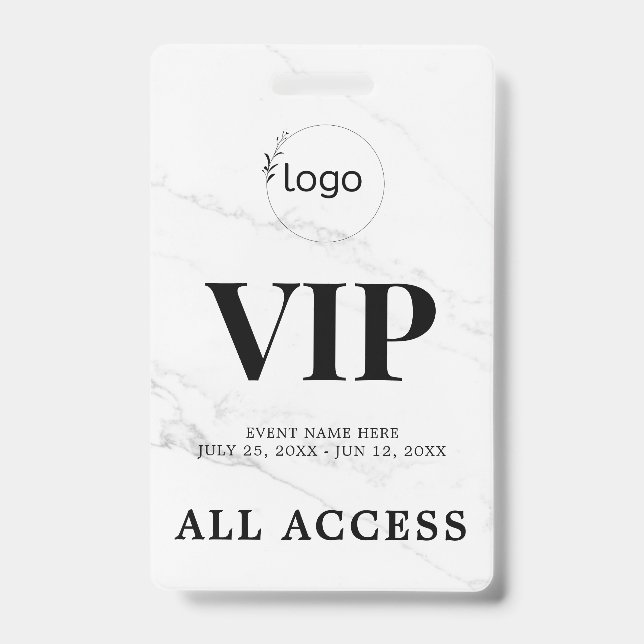Elegant Custom VIP All Access Pass Event Badge (Front)